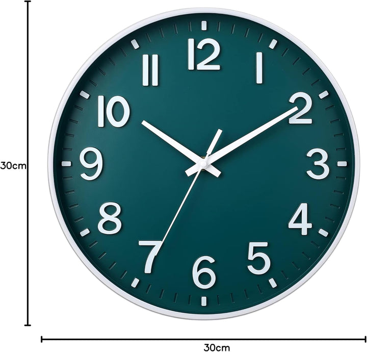 HZDHCLH Funkuhr 30 cm Grosses Ziffernblatt Wanduhr Geräuschlos,Geeignet für Schule, Zuhause, Wanddek