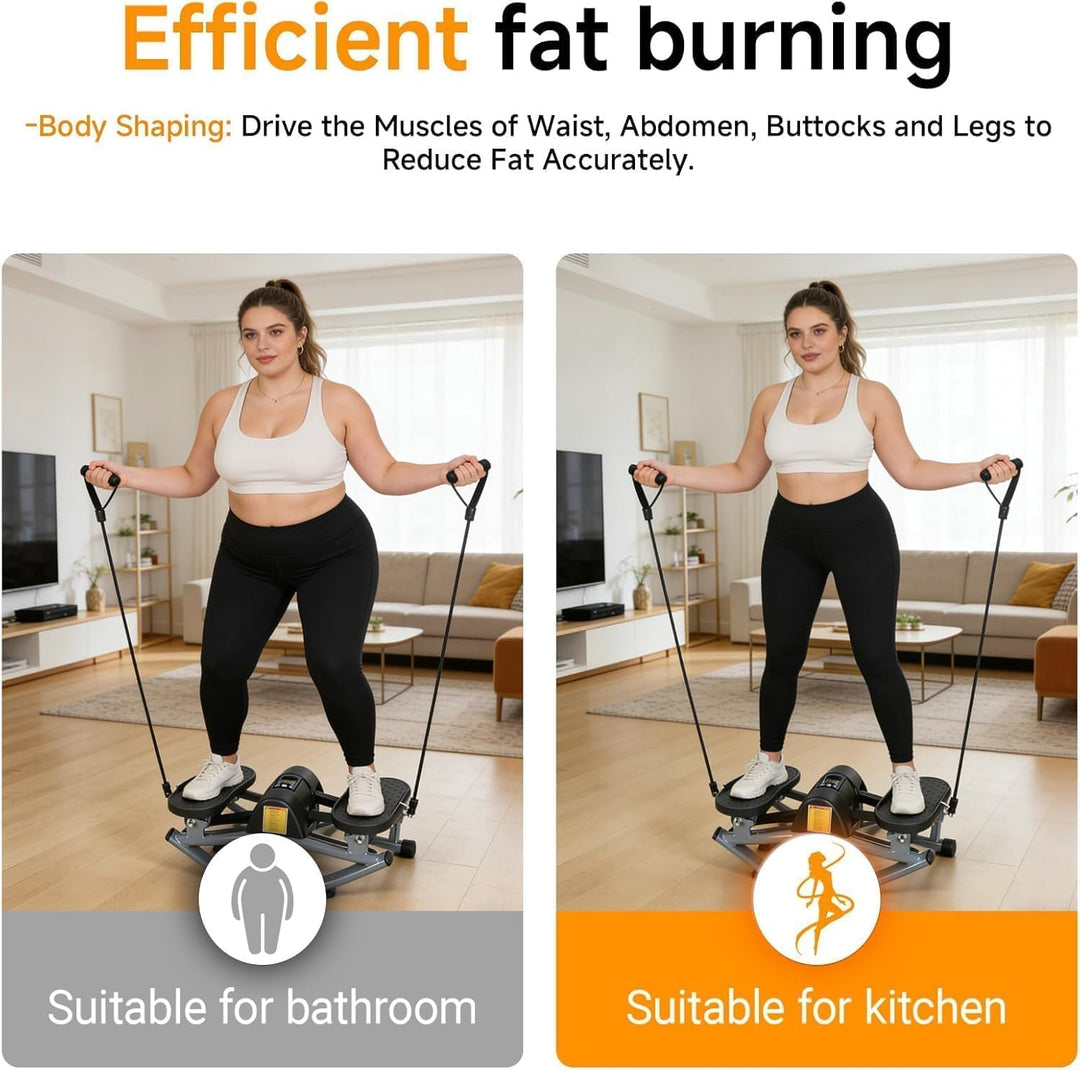 Lateral Rocking Fitness Stepper, Side-to-Side Rock Stepper mit Digitalem Monitor und Widerstandsbänd