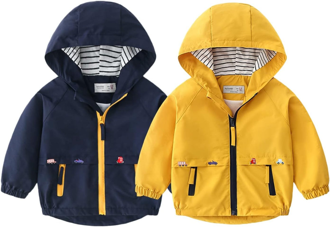 Volunboy Baby Kapuzen Jackets, Jungen Langarm Winddicht Mantel Cartoon Aufdruck Jacken 5-6 Jahre Gel