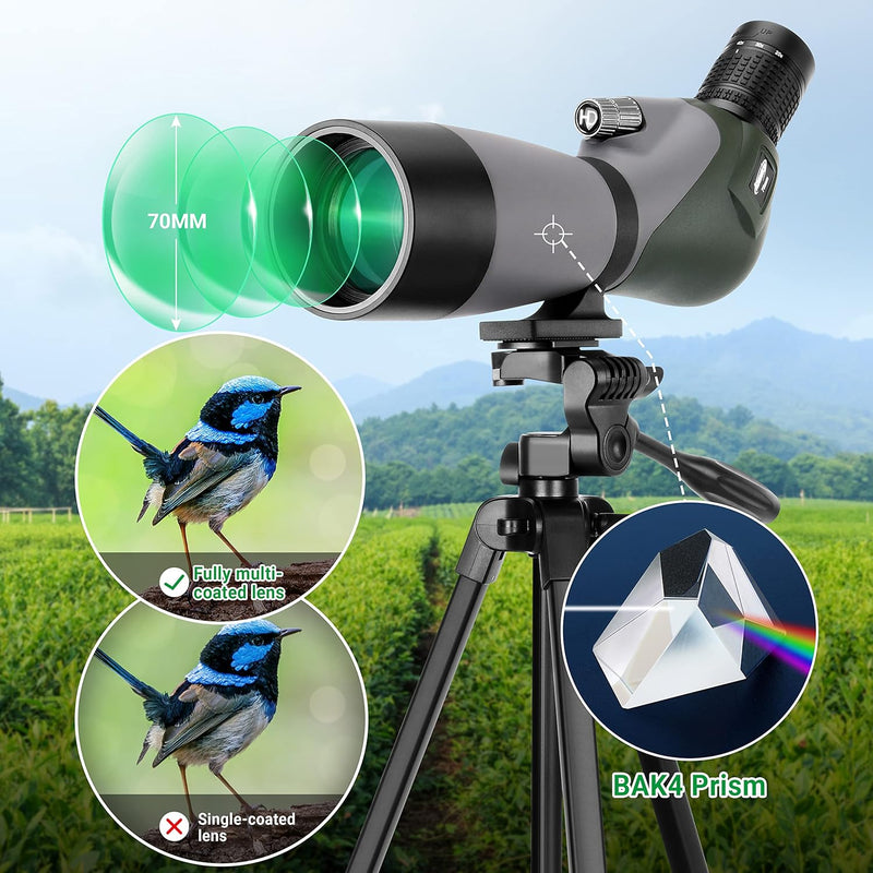Aomekie 20-60x70MM Spektiv Sportschützen Jagd mit Verstellbarem Stativ Spotter Scope Wasserdicht Tel