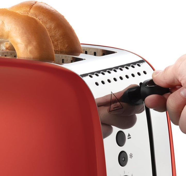 Russell Hobbs Toaster [für 2 Scheiben] Colours Plus Edelstahl Rot (extra breite Toastschlitze, inkl.