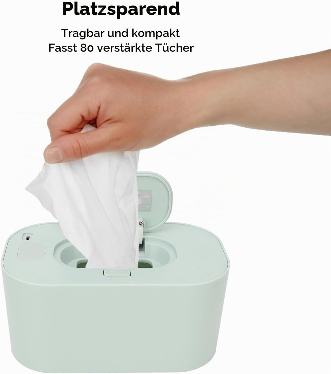 Asixxsix Baby Wischtuchwärmer, ABS USB Tragbarer Baby Feuchttuchspender Gleichmässige Gesamtheizung