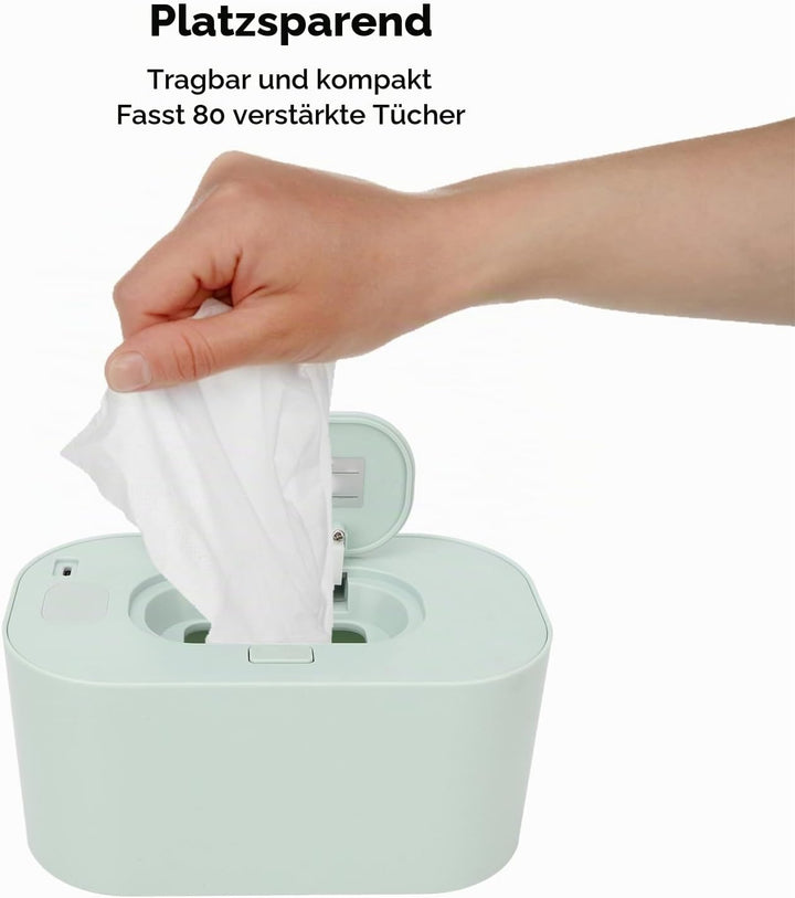 Asixxsix Baby Wischtuchwärmer, ABS USB Tragbarer Baby Feuchttuchspender Gleichmässige Gesamtheizung