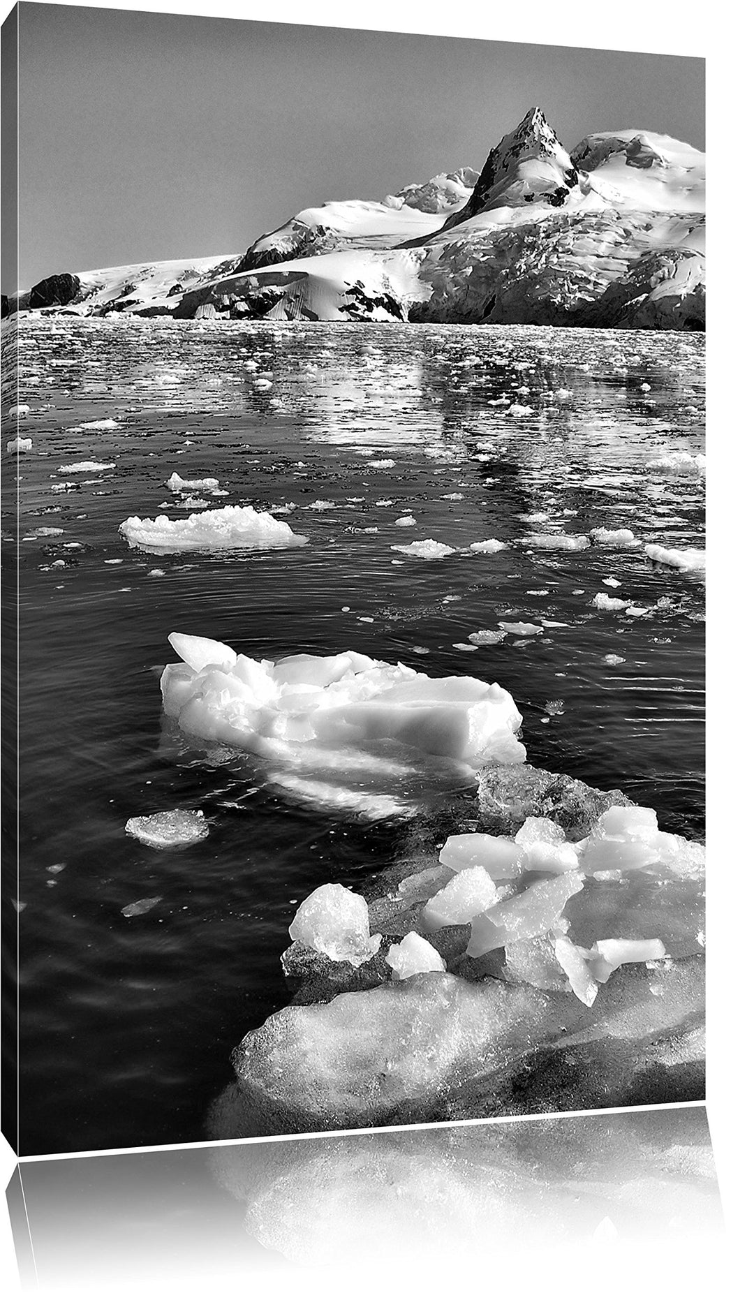 Pixxprint Eisberge im Meer Arktis / 100x70cm Leinwandbild bespannt auf Holzrahmen/Wandbild Kunstdruc