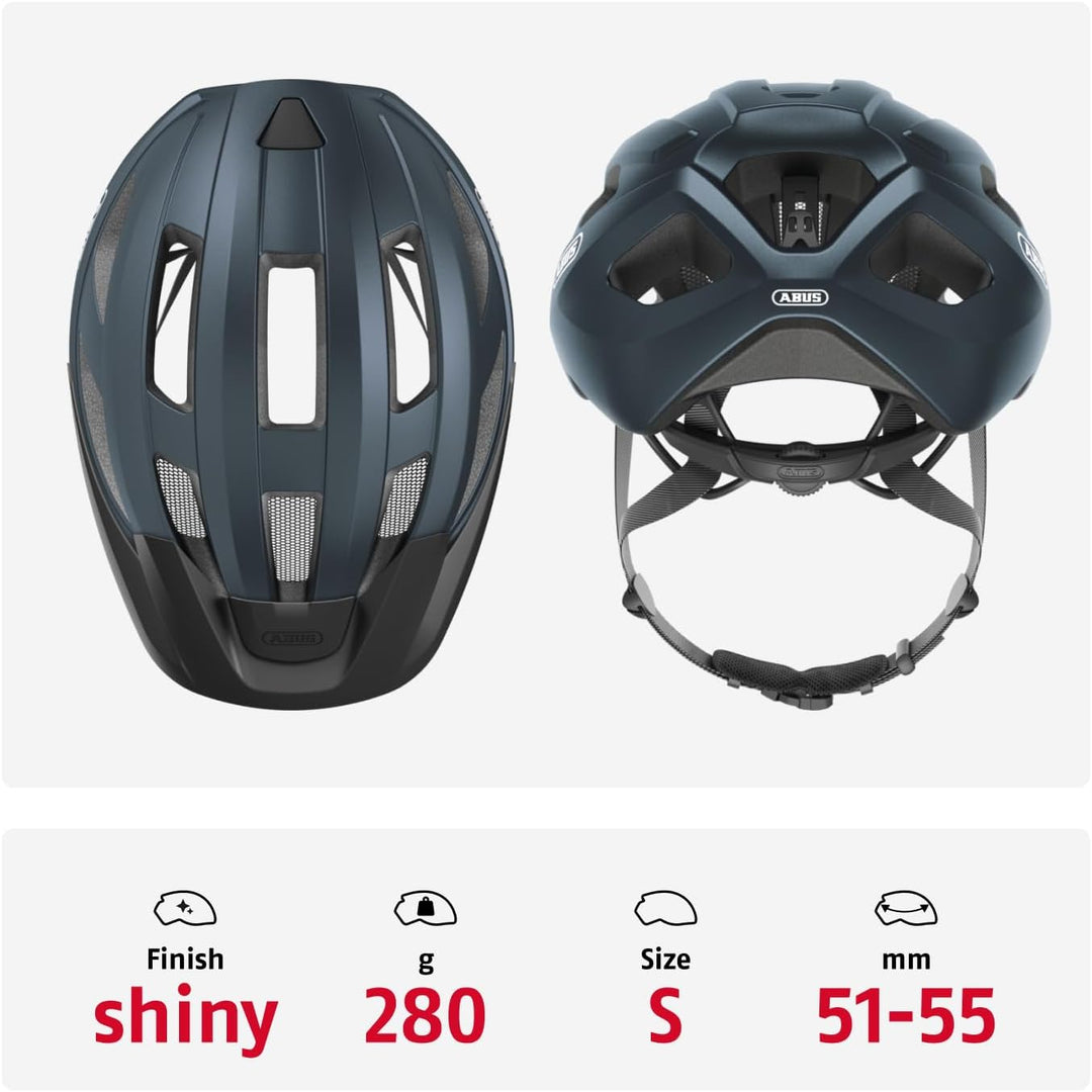 ABUS Rennradhelm Macator - sportiver Fahrradhelm für Einsteiger - auch für Zopfträger/-innen - für D