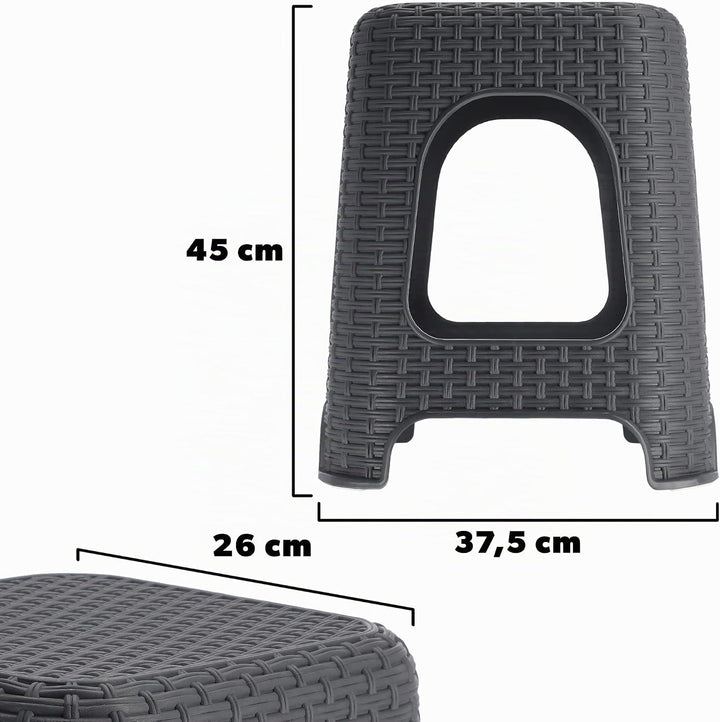 KADAX Hocker aus Kunststoff, Tritthocker bis 120 kg, Rattanhocker mit Antirutschfüssen, Badhocker, W