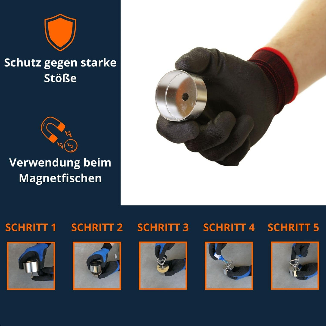 Magnetar - Magnetfischen Set - 2x Allround 280kg Bergemagnet - Magnetangel Paket mit Seil/Handschuhe