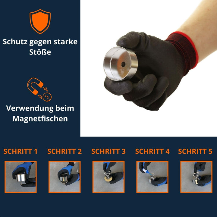 Magnetar - Magnetfischen Set - 2x Allround 280kg Bergemagnet - Magnetangel Paket mit Seil/Handschuhe