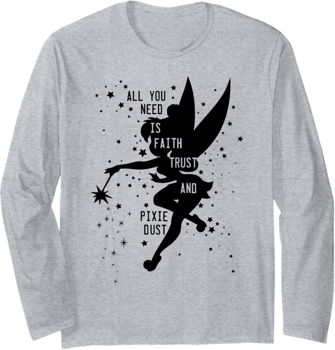 Disney Peter Pan Tinker Bell Pixie Dust Silhouette Langarmshirt