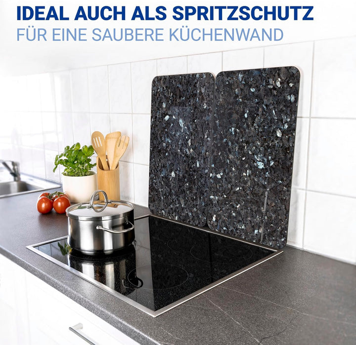 Maximex Herdabdeckplatte Universal Blauer Marmor 2er Set - 2er Set, Abdeckplatten für alle Herdarten