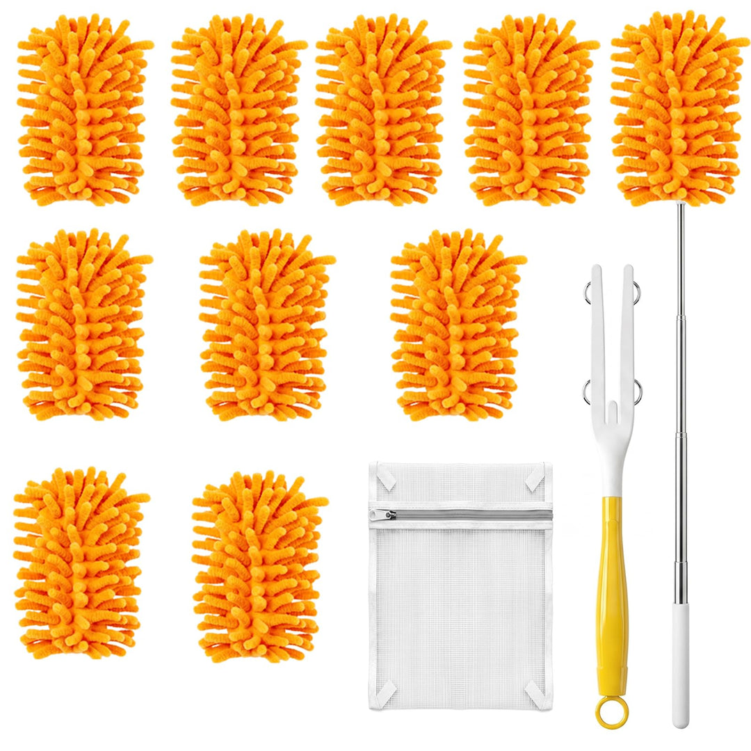 10 Stück Waschbare Staubwedel Nachfüllpack, 360° Staubmagnet Wiederverwendbar mit Starker Adsorption