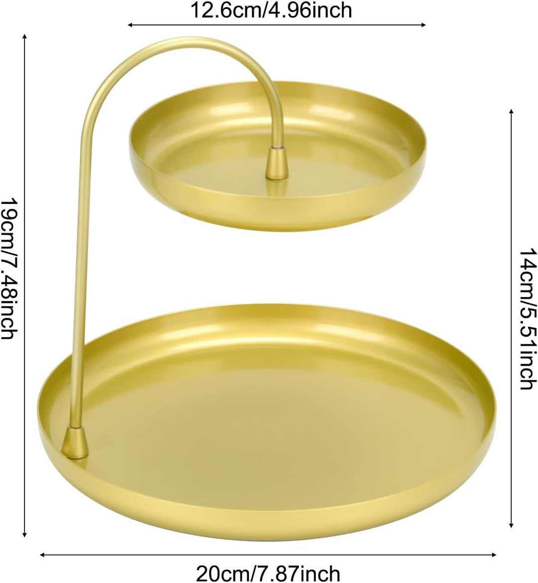 Trinket Dish Gold Tray Metall Dekorative Tray 2 Tier Sturdy Trinket Schmuck Schale für Ringe Schmuck
