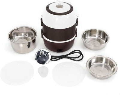 Lightakai Elektrisch Lunchbox, 2L Tragbare Brotdose Reiskocher Dampfgarer 3 Schicht Reiskocher Dampf