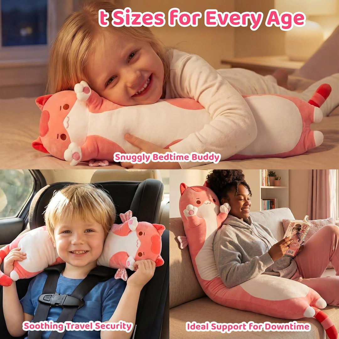 Mewaii 70CM Kuscheltier Kawaii Katzen Plüschkissen Stofftiere Lang Kätzchen Plüschtier Ausgestopftes