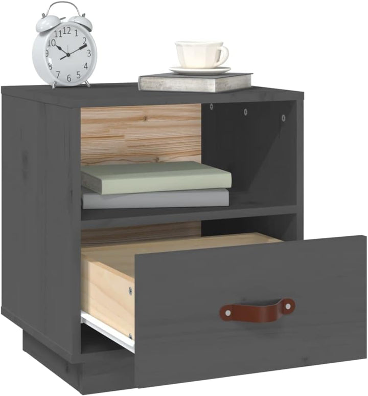FIRBNUS Bedside Table Nachtkonsole Beistelltisch mit Stauraum Night Stand Nachttische 2er Set Grau 4