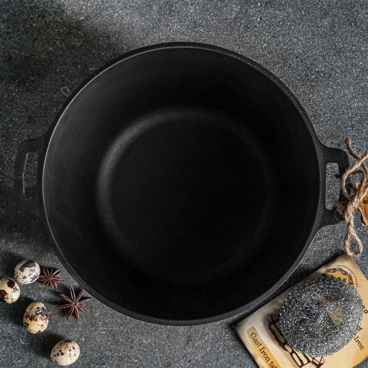 MAYSTERNYA Gusseisen Dutch Oven - Outdoor cooking - BBQ Bratpfanne Gusseisen - Schwarz (5 Liter), 5
