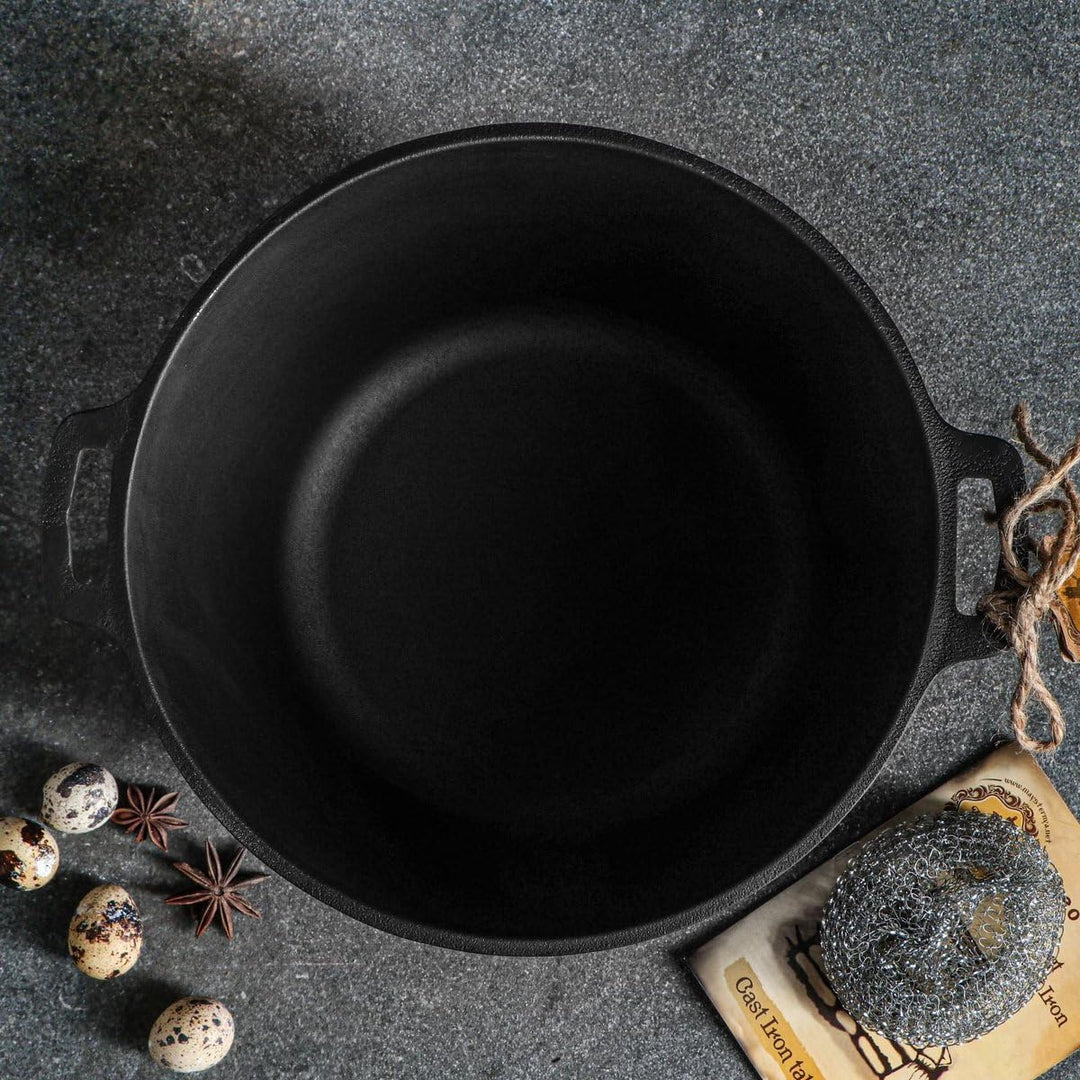 Maysternya™ Gusseisen Dutch Oven - Outdoor cooking - BBQ Bratpfanne Gusseisen - Schwarz (6 Liter), 6