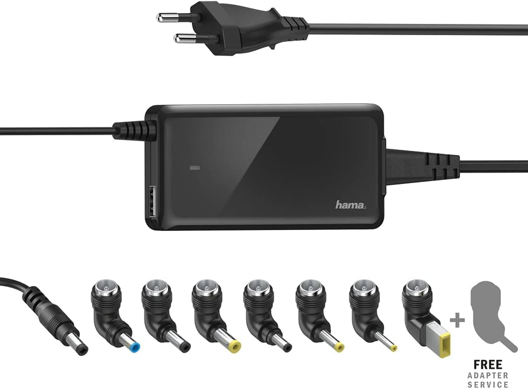Hama Notebook Netzteil 19V, 65W (Universalnetzteil für Laptop und Tablet, inkl. 8 Notebookstecker fü