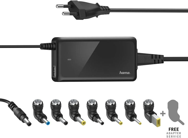 Hama Notebook Netzteil 19V, 65W (Universalnetzteil für Laptop und Tablet, inkl. 8 Notebookstecker fü