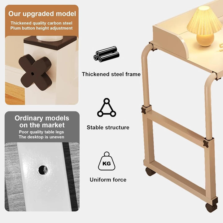 Mobiler Laptop-Rolltisch, Laptoptisch Mit Rollen überbetttisch Funktioniert Als Laptopwagen Computer