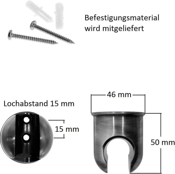Daloual - Brausehalterung aus massivem Messing – verchromt, Wandhalterung für Handbrausen & Brausesc