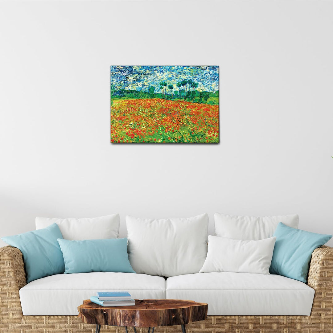 Giallobus - Gemälde - Vincent Van Gogh - Poppy Field (Mohnfeld) - Leinwand - 70x50 - Bereit zum Aufh