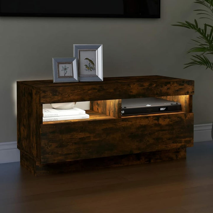 Tidyard TV Schrank mit LED-Leuchten HiFi Schrank Medienschrank TV Ständer Fernsehtisch Fernsehschran