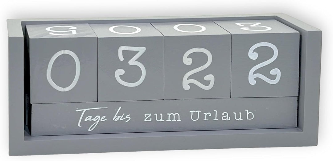 Jahres Countdown Kalender Würfel aus Holz mit Themenleiste - Dauer-Jahre-Tisch-Kalender - Lückenlose