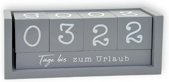 Jahres Countdown Kalender Würfel aus Holz mit Themenleiste - Dauer-Jahre-Tisch-Kalender - Lückenlose