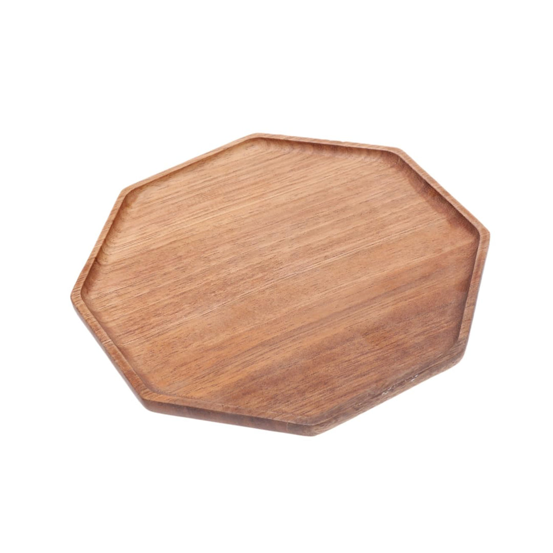 Cabilock Natürliche Holz Tee Tablett Octagon Form Snack Platte Obst Brot Servieren