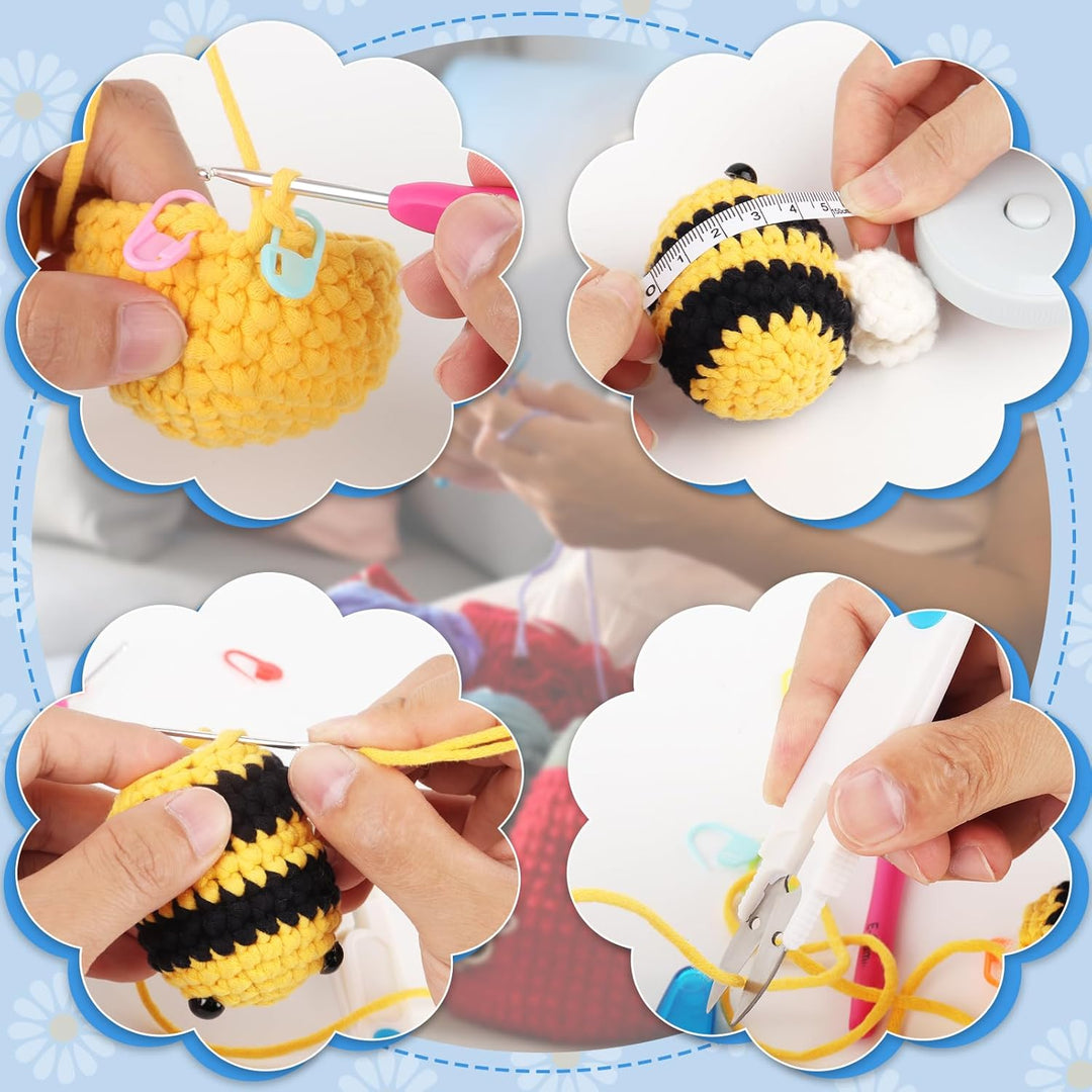 Coopay Häkelset für Anfänger, Blaue Blume Häkelnadel Set mit 2,0-8,0 mm Ergonomisch Häkelnadeln mit