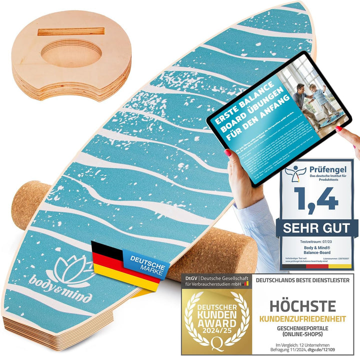 Balance-Board Surfbrett Surf Balance Wackelbrett für Physiotherapie Surf-Training; Trainiert Gleichg
