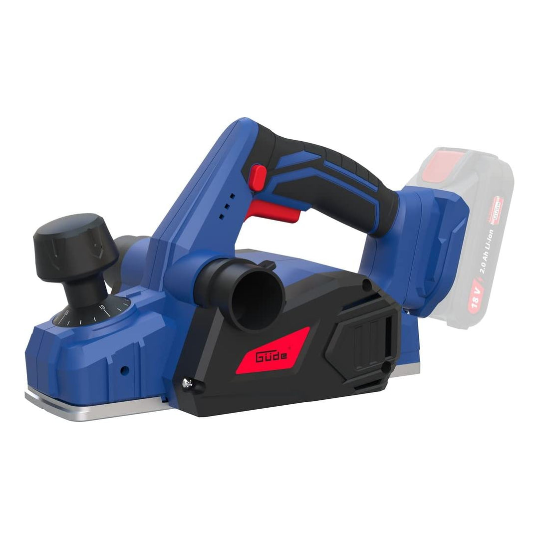 Güde Akku Hobel HO 18-0 (18 V, max. 82 mm Hobelbreite, Spantiefe max. 1,5 mm, massive Alu-Fussplatte