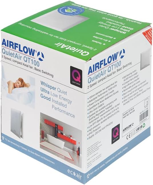 Airflow QT100HT 9041261 Abluftventilator, geräuscharm, Aktivierung durch Feuchtigkeit oder mittels Z