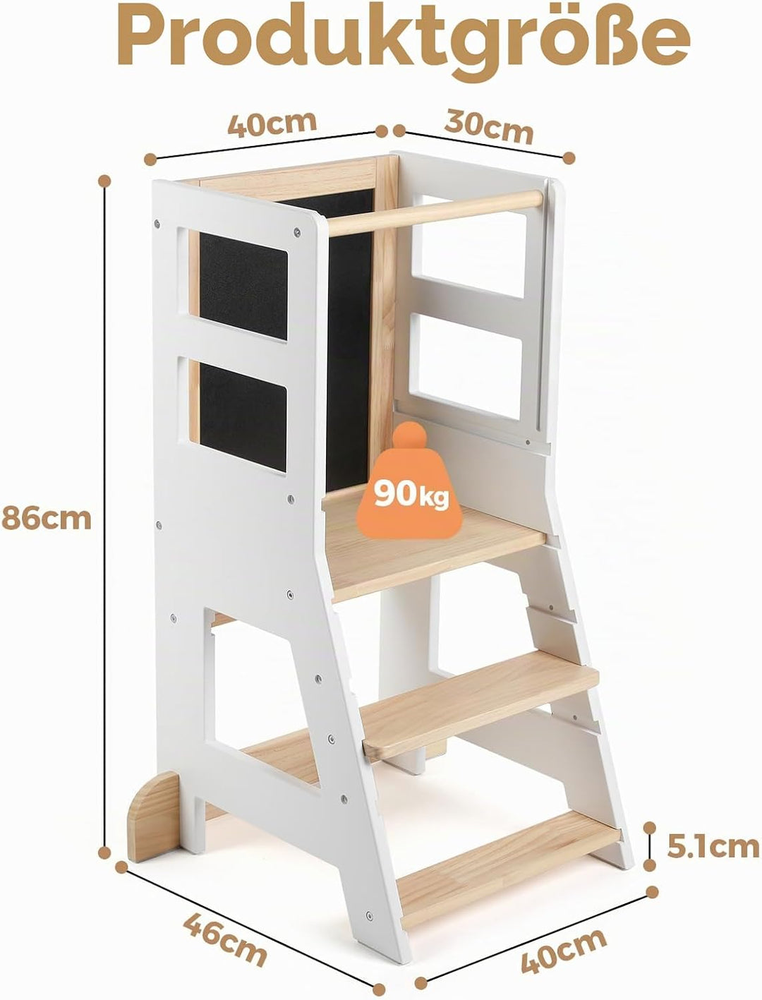 KIDINIX Kinder Lernturm ab 1 Jahr, Learning Tower mit magnetischem Whiteboard und Abnehmbarer Kreide