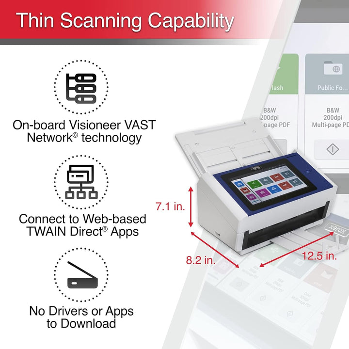 Xerox N60w Pro Scanner, USB Duplex Office Dokumentenscanner für PC, 8 Zoll Touchscreen, 65 PPM, 100