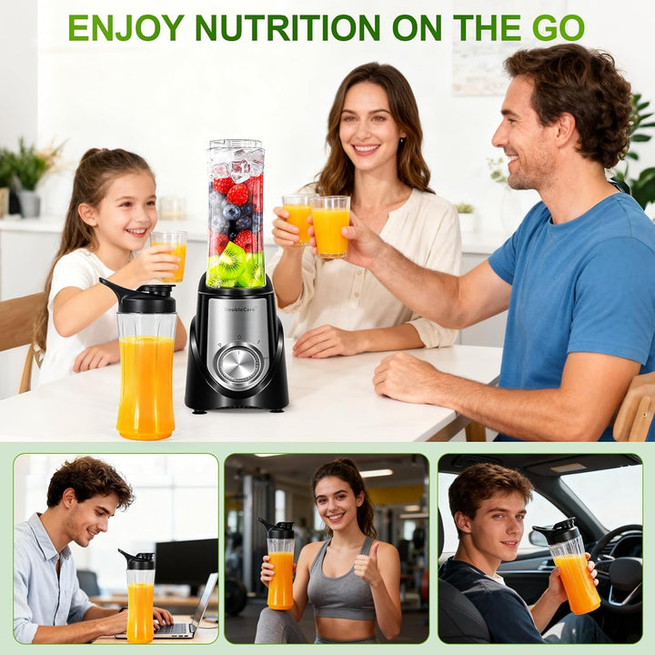Mixer,Smoothie Maker, Mini Standmixer Blender Elektrisch, 3 Einstellbare Geschwindigkeiten, 600 ml T
