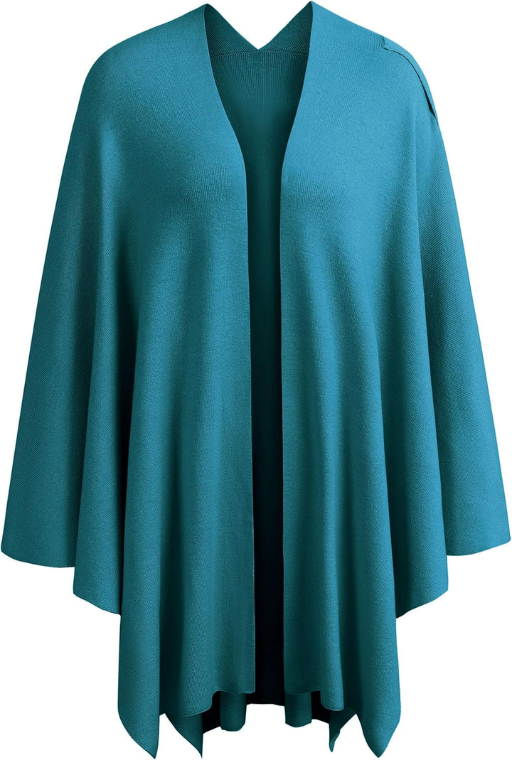 PULI Damen Poncho Schal Cashmere Feeling Strick Cape Cardigan Für Frauen Geschenk Für Mutter Dunkles