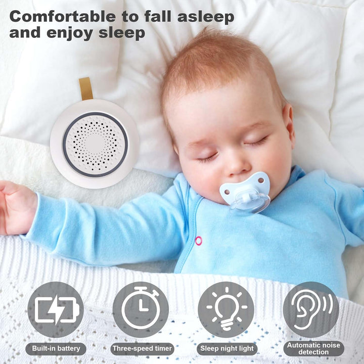 Tragbare White Noise Machine Baby, 24 Beruhigende Geräusche, Einschlafhilfe Babys Erwachsene, Weisse
