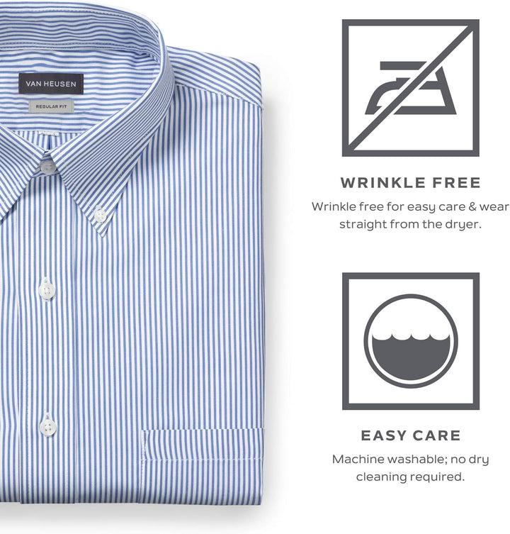 Van Heusen Herren Regular Fit Pinpoint Stripe Klassisches Hemd 41 cm Hals 91 cm- 94 cm Ärmel Birke,