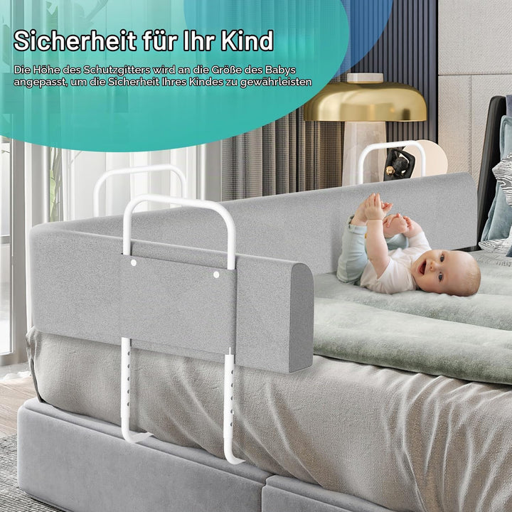 Ikodm Bettgitter rausfallschutz Bett 200cm Bettschutzgitter für Kinder Höhenverstellbar Bettkantensc