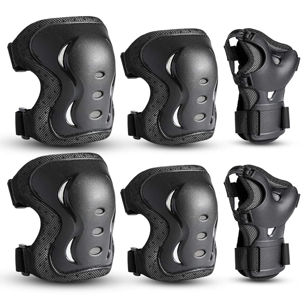 Kinder&Erwachsene Knieschoner Set,Schützerset 6 in 1 mit Knie-Ellbogen-Handgelenkschoner, Schutzausr