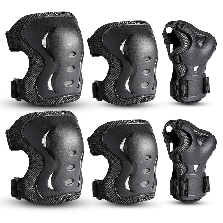 Kinder&Erwachsene Knieschoner Set,Schützerset 6 in 1 mit Knie-Ellbogen-Handgelenkschoner, Schutzausr