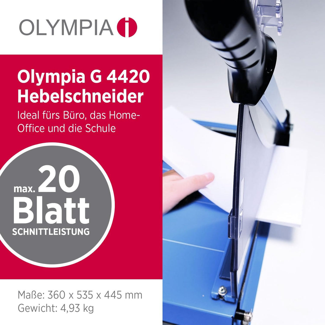 Olympia G 4420 Profi Stapelschneider (für Büro, DIN A3, 20 Blatt, Schnittschutz, Schneidemaschine mi