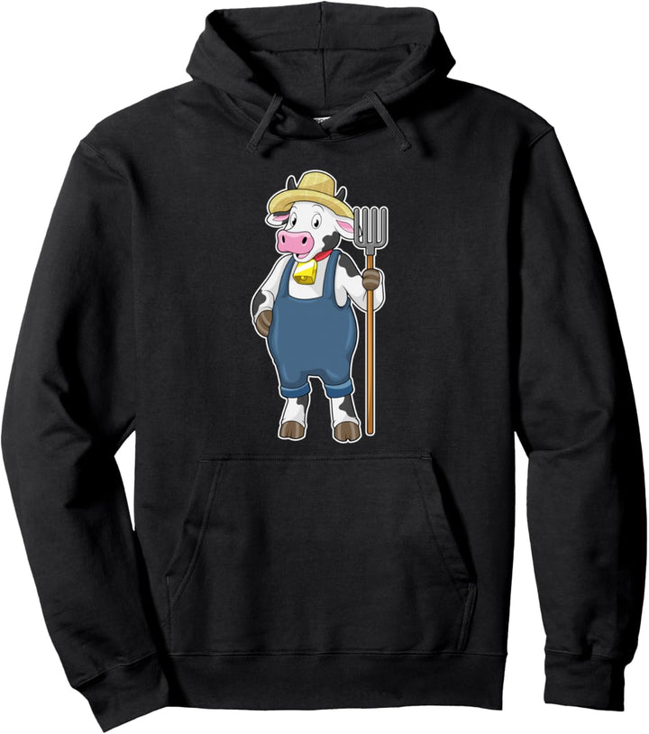 Kuh Landwirt Mistgabel Kuhglocke Pullover Hoodie