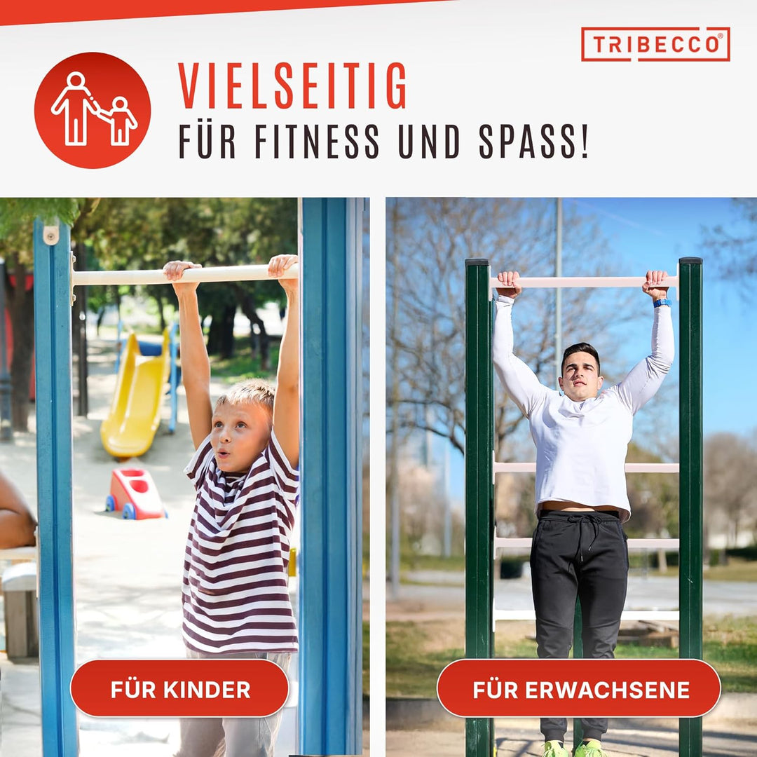 TRIBECCO® Reckstange Turnstange Gymnastikstange Metallstange 115 cm Grau, 115 cm Grau