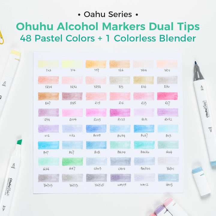 Ohuhu Pastel Marker Stifte, 48 Farben Permanent Marker Stiften Marker Pen verdoppelt spitzt Kunst Sk