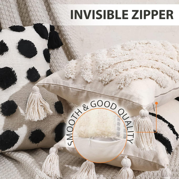VanderHOME Bohemian Super Soft Kissenbezug Dekorative Tufted Quaste Kissenbezüge Baumwolle Weich Wov
