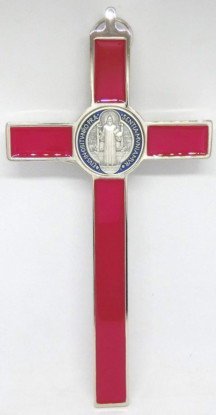 GTBITALY 10.004.11 Kreuz Silber Rot St. Benedikt 20 cm emailliert mit Box Geschenkbox Gift Prete Exo