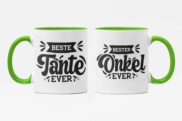 Trendation - Tante und Onkel Geschenk Tasse Set Kaffeetassen Geschenke Weihnachten (Grün), Grün